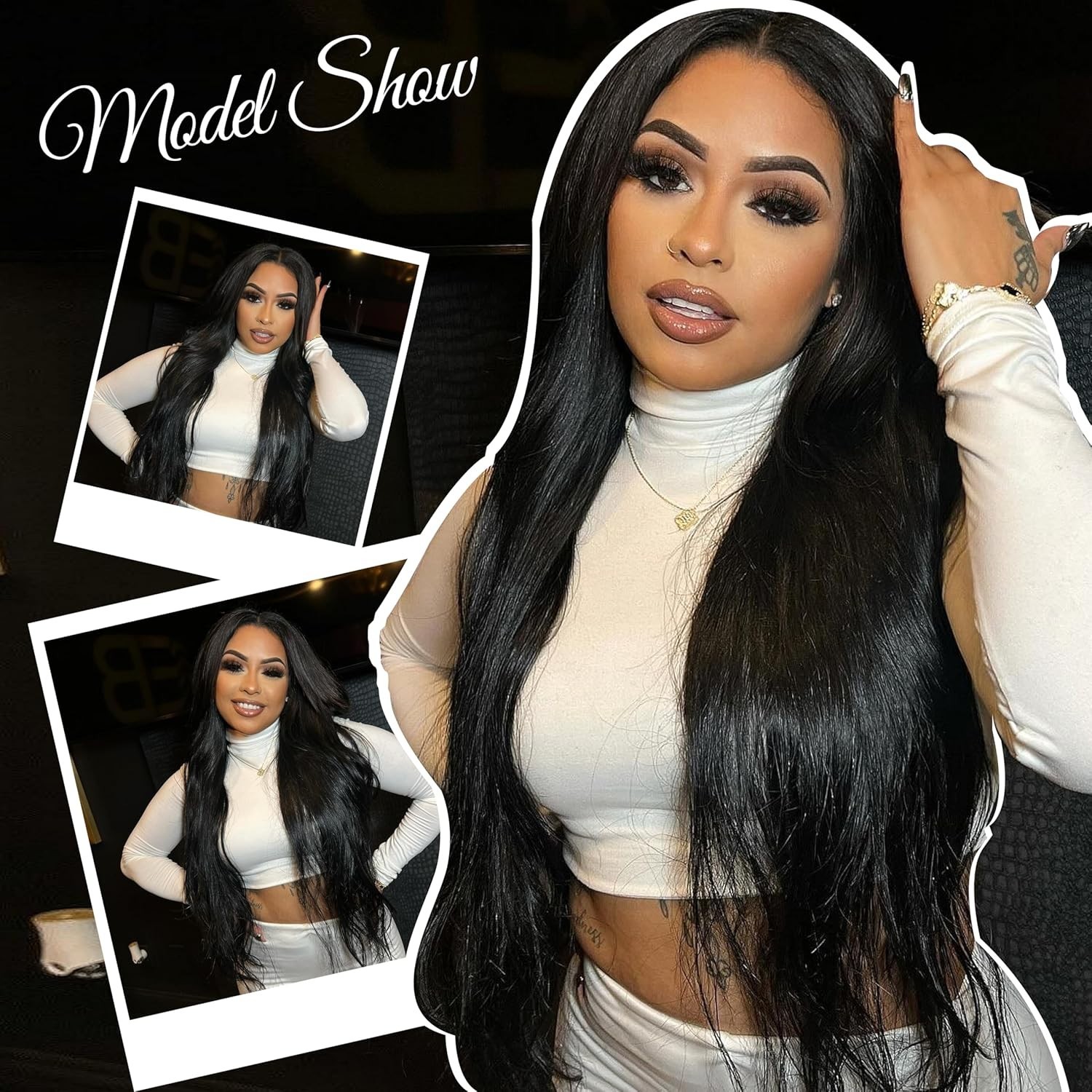 Luxury 18 Inch Double Weft Clip In Hair Extensions – 100% Human Hair, 1B Color