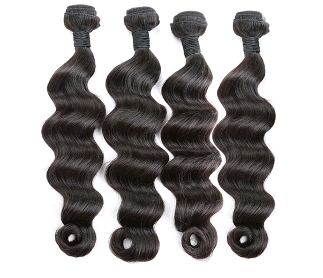 13AA RAW CAMBODIAN VIRGIN HUMAN HAIR DEEP LOOSE WAVES 18+18+18+18INCHES 400g 1B#