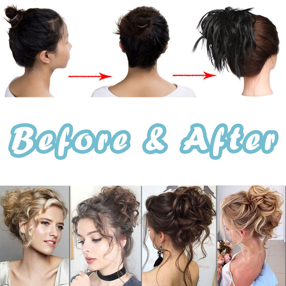 X-Large Messy Bun Scrunchie Hair Piece Updo Cover Hair Extensions Curly Thick US