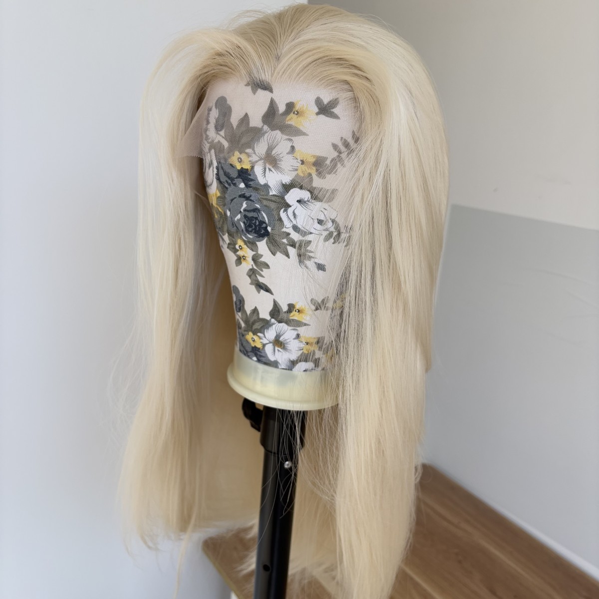 Synthetic Hair Heat Resistant Long Straight Platinum blonde HD Lace Front Wig