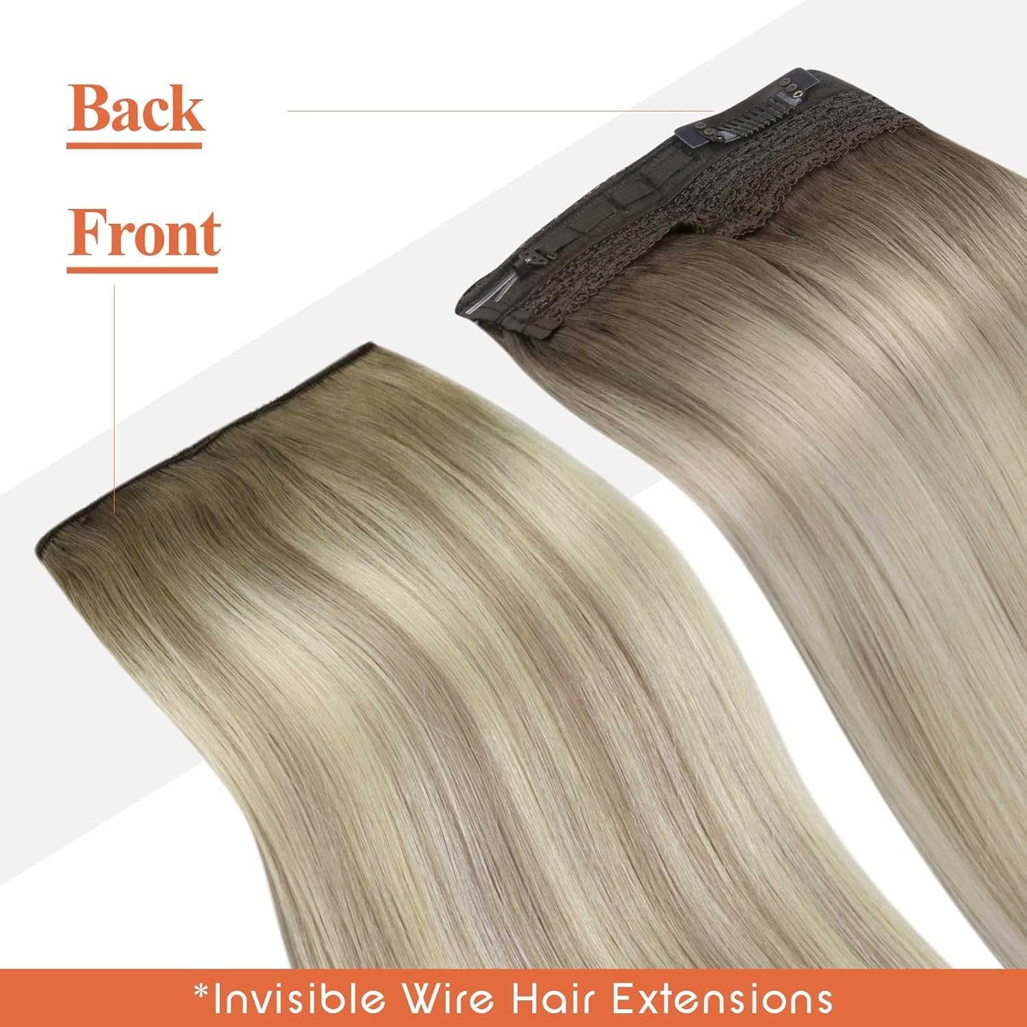 Sunny Hair FISHLINE 16″ Balayage Brown/Blonde Wire Human Hair Extensions FP 8-60