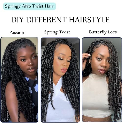 8 Packs Springy Afro Twist Hair Black Marley Twist 10 Inch (Pack of 8) 1B#