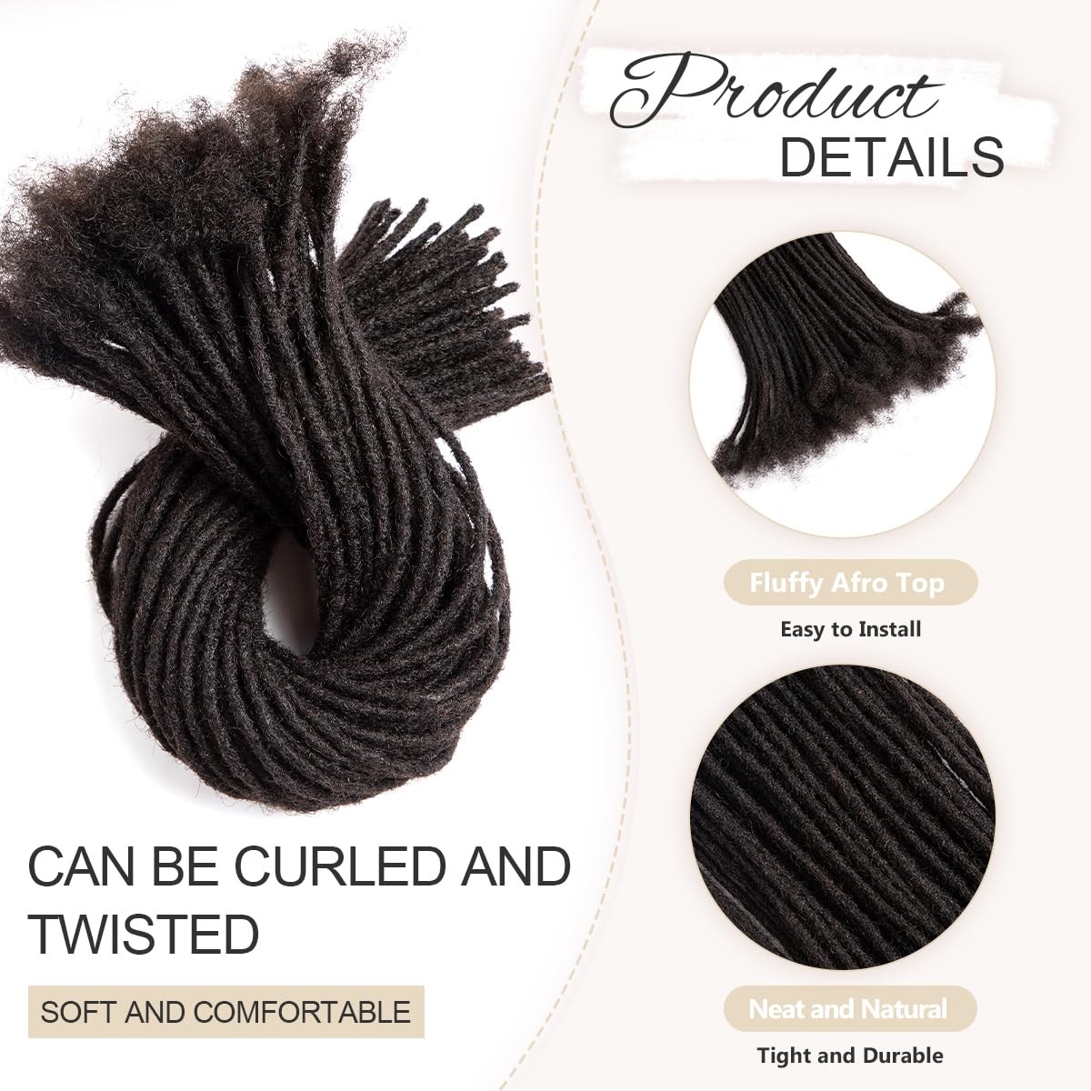 DAIXI 6″ Human Hair Sisterlocs Extensions 0.2cm 10 Strands Microlocs Dreadlocks
