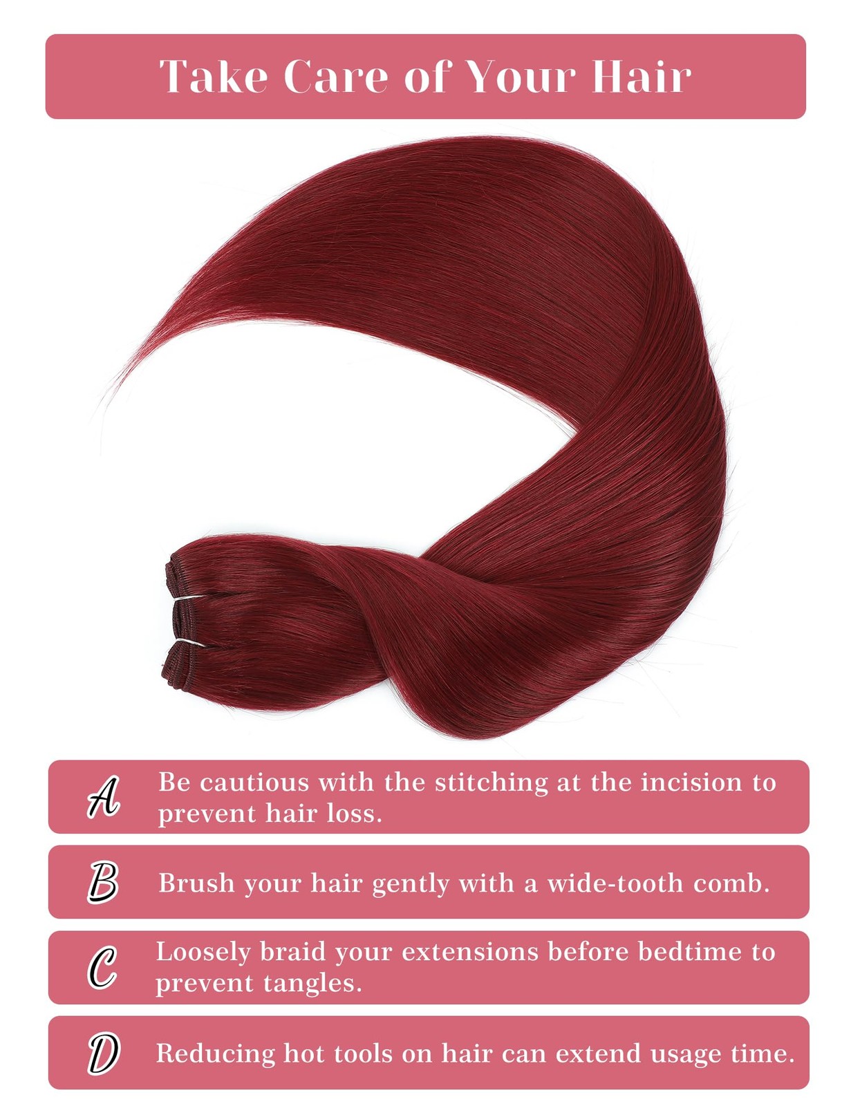 26 Inch Burgundy Hair Extensions Weft 150g Sew in Bundles Synthetic Straight …
