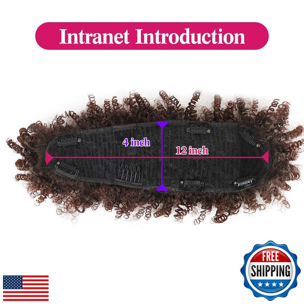 KRSI Afro High Puff Hair Bun Ponytail Drawstring With Bangs Synthetic Light B