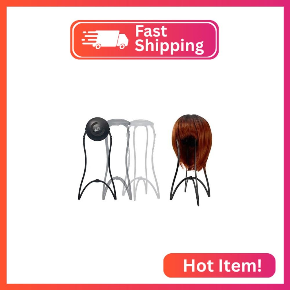 Red by Kiss One Touch Wig Stand, Collapsible & Sturdy, 17” Heavy Duty Travel Wig