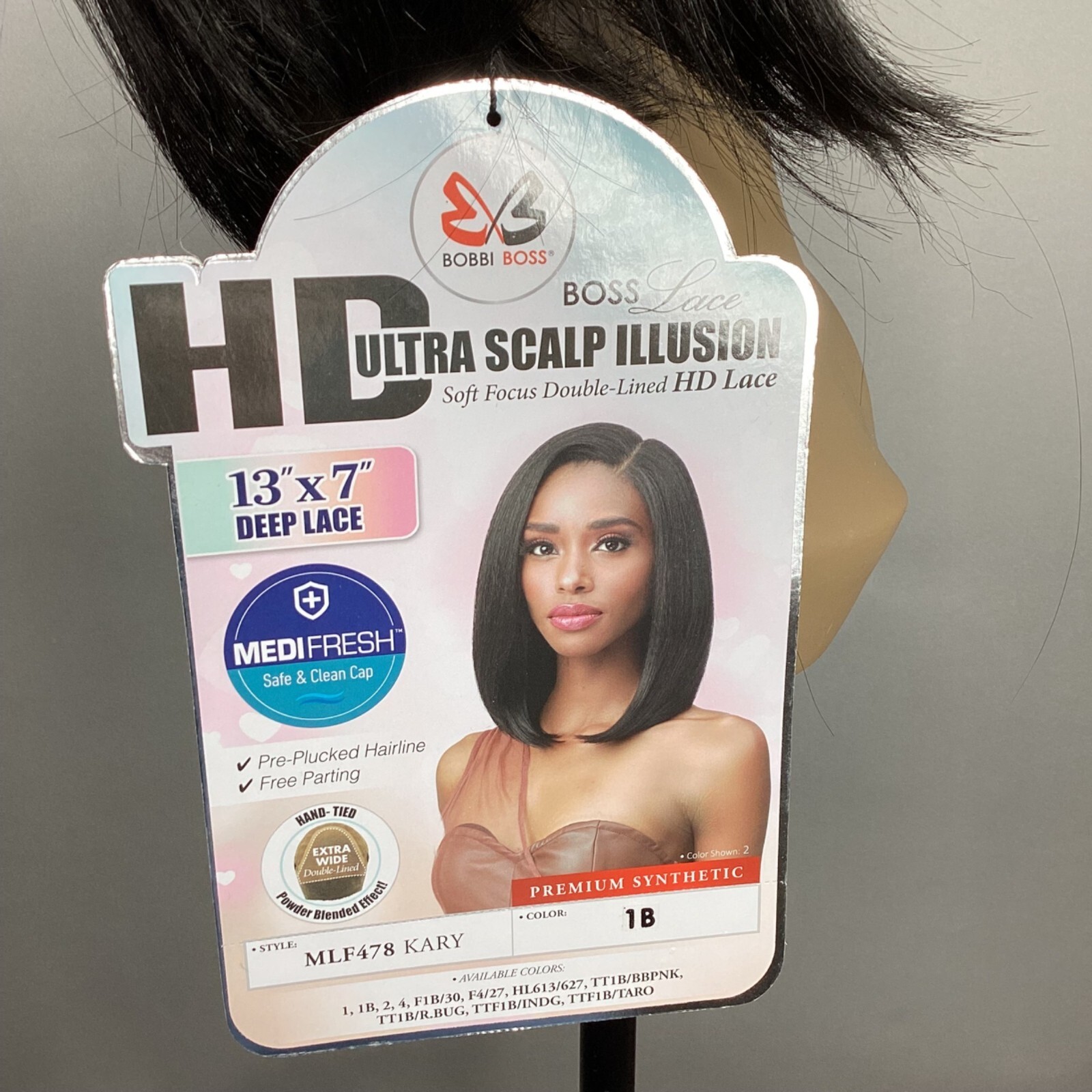 Kary 1B Off Black Wig Short Bob 13×7 Free Part Lace Front Synthetic
