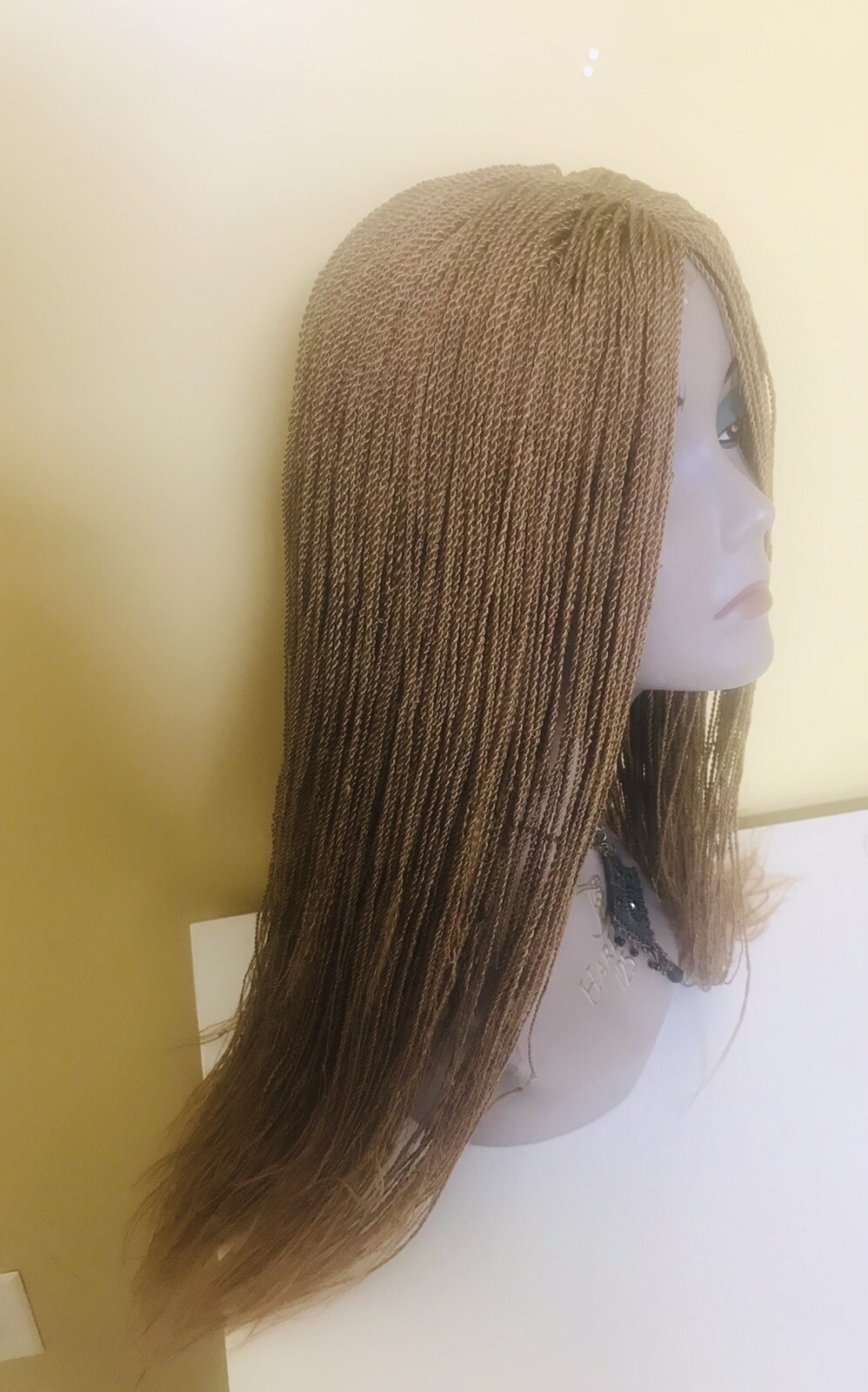 African Nigeria Handmade Hand Micro Braided Twist Wig Handmade Light Brown Color