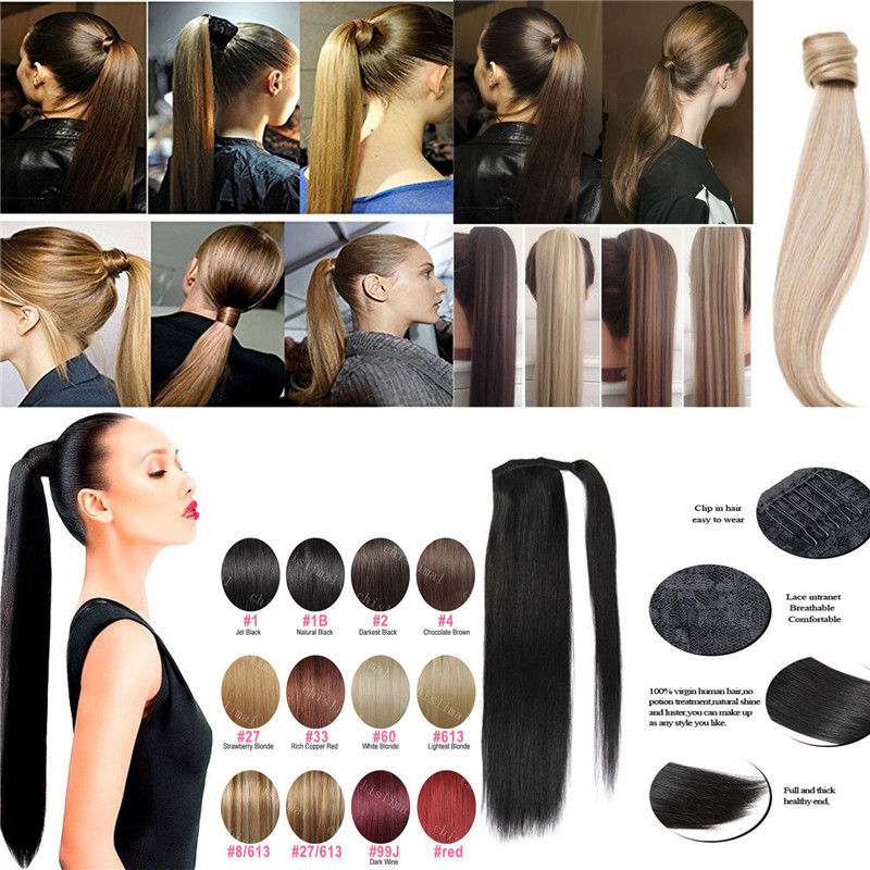 AAA Remy Natural Human Made Clip In Hair Extension Ponytail Wrap 60gr 70gr 80g