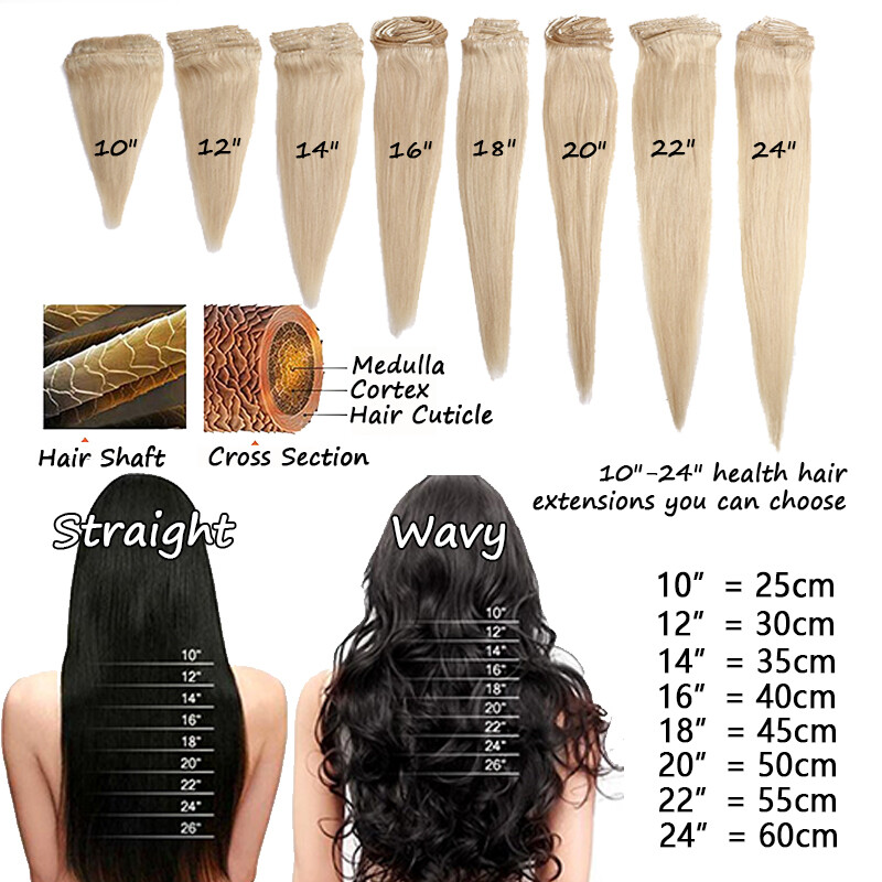 Clip In Extensions Clip On 100% Real Human Hair Extensions Full Head Balayage US
