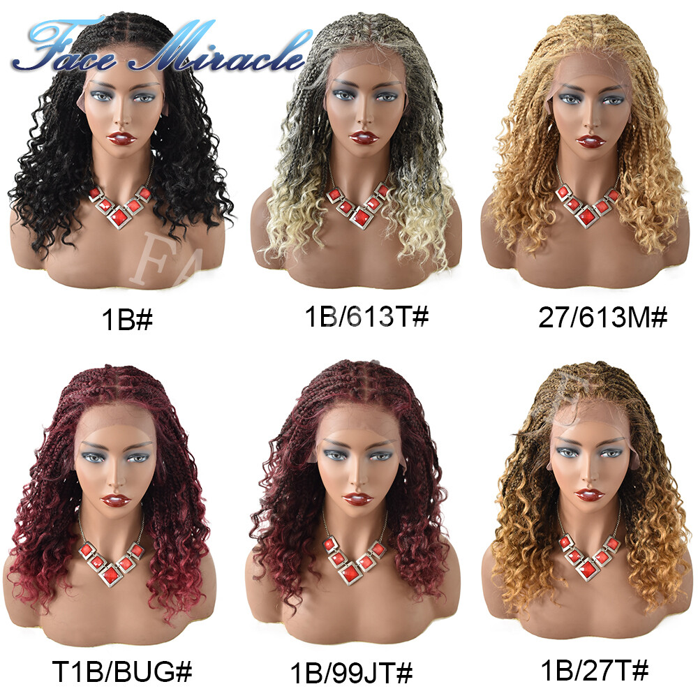 18″ Box Braided Wig for Black Women Lace Front Hand Braids Synthetic Twist Wigs