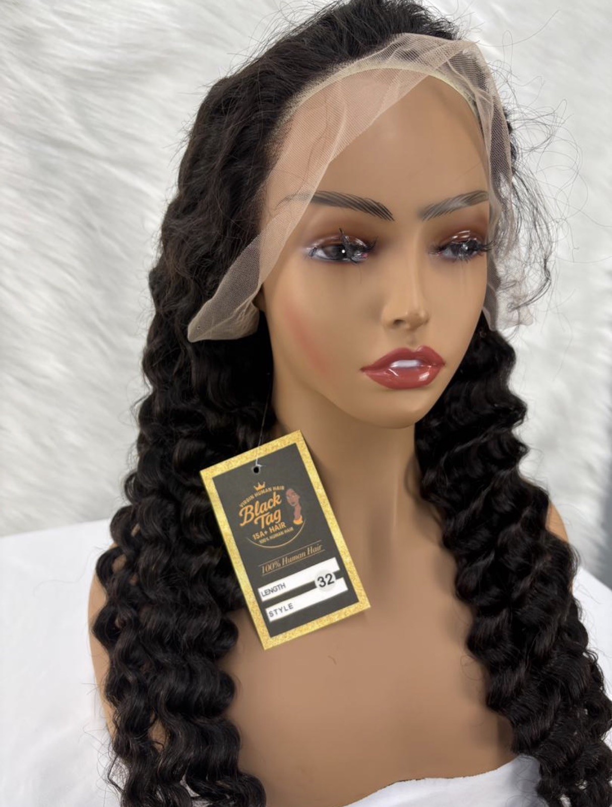 100% Human Hair Wigs deep wave 13×6 Lace Frontal 32”inch Natural 200%d