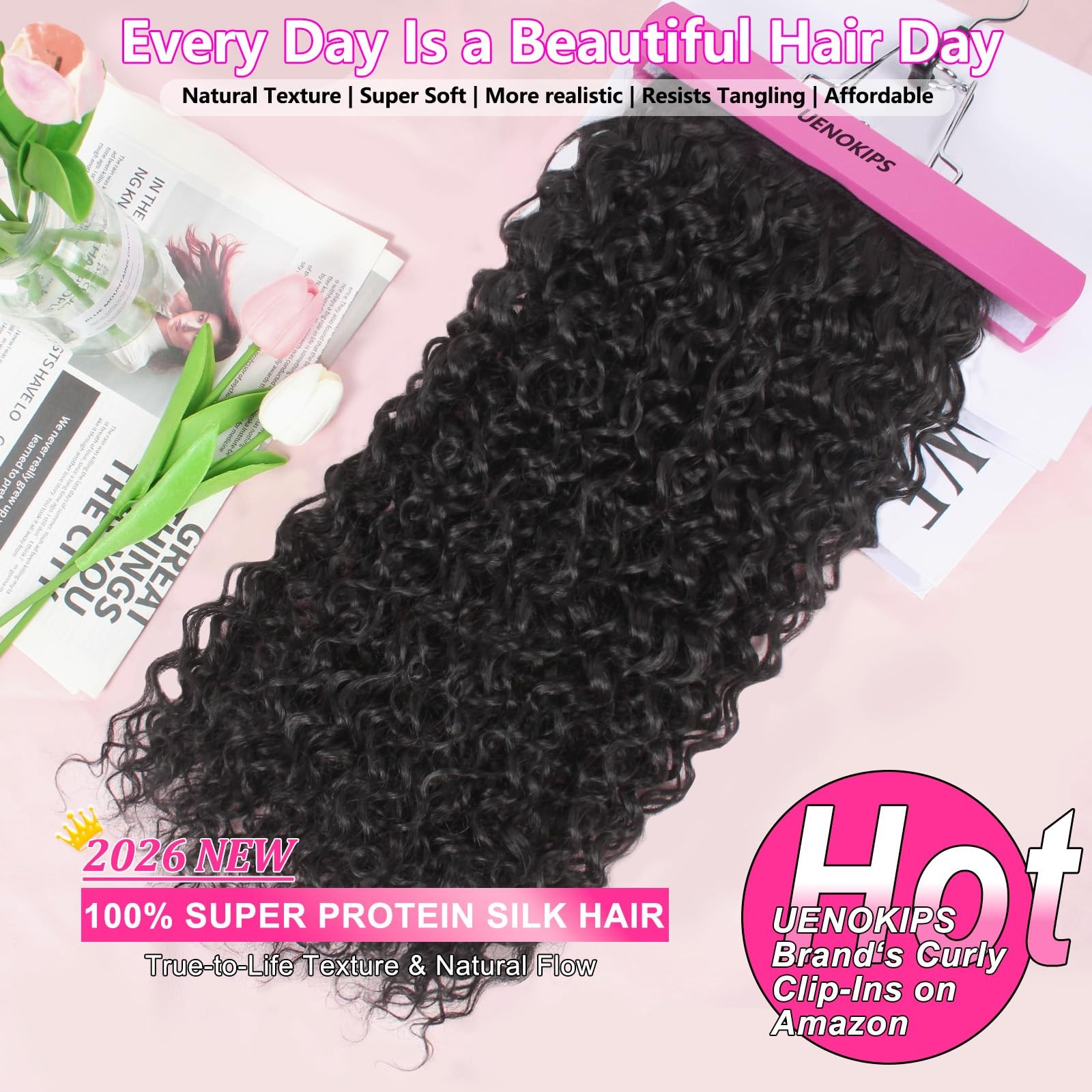 Curly Clip In Hair Extensions 6 Pcs 18 Clips Water Wave Clip Ins 100％ Pure Pr…