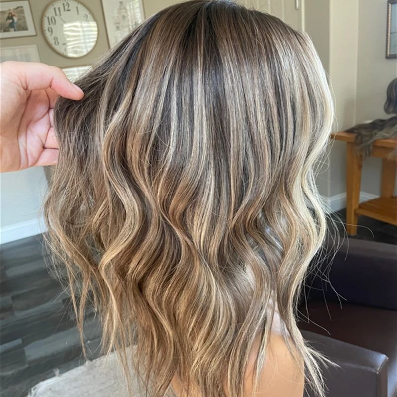 Ombre Caramel Brown Highlight Lace Front Human Hair Wigs
