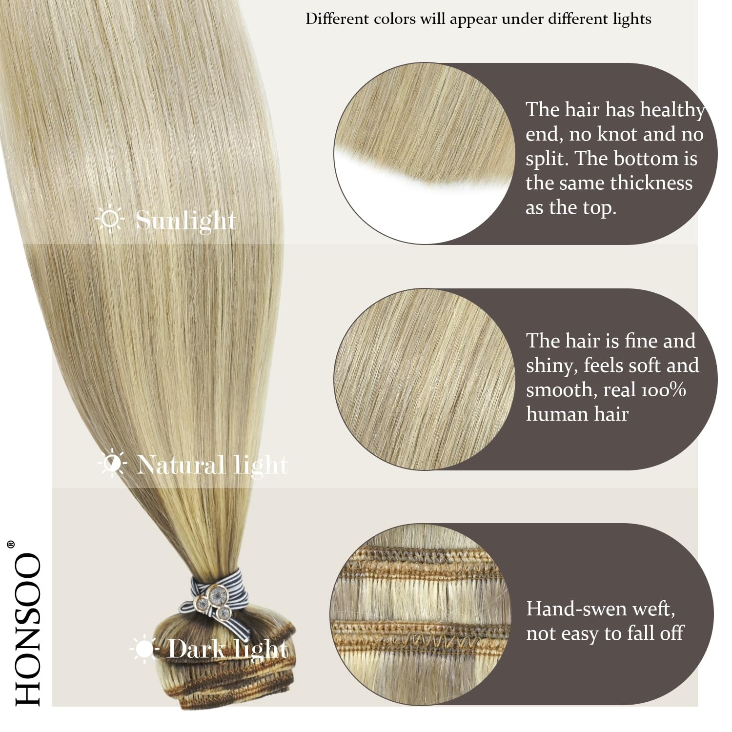 Balayage Hair Extensions Real Human Hair Mixed Bleach Blonde 20in 100g 7pcs C…