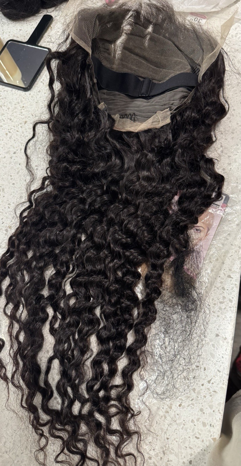 Curly Human Hair Lace Front Wig Black Free-Part Elastic Band 21-30in