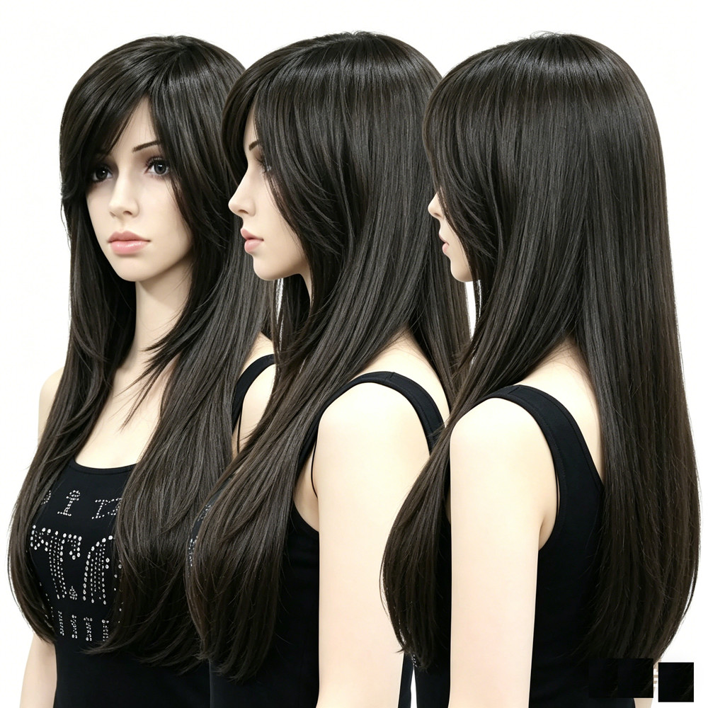 Women 50Cm Long Straight Wig Synthetic Hairpiece Daily Party Cosplay Casual Wear