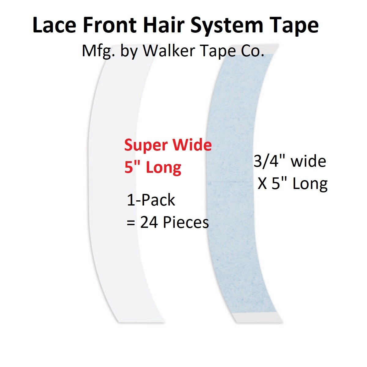 Lace Front Hair System Tape By Walker Tape SUPER WIDE Shape C 1-Pack = 24 pcs