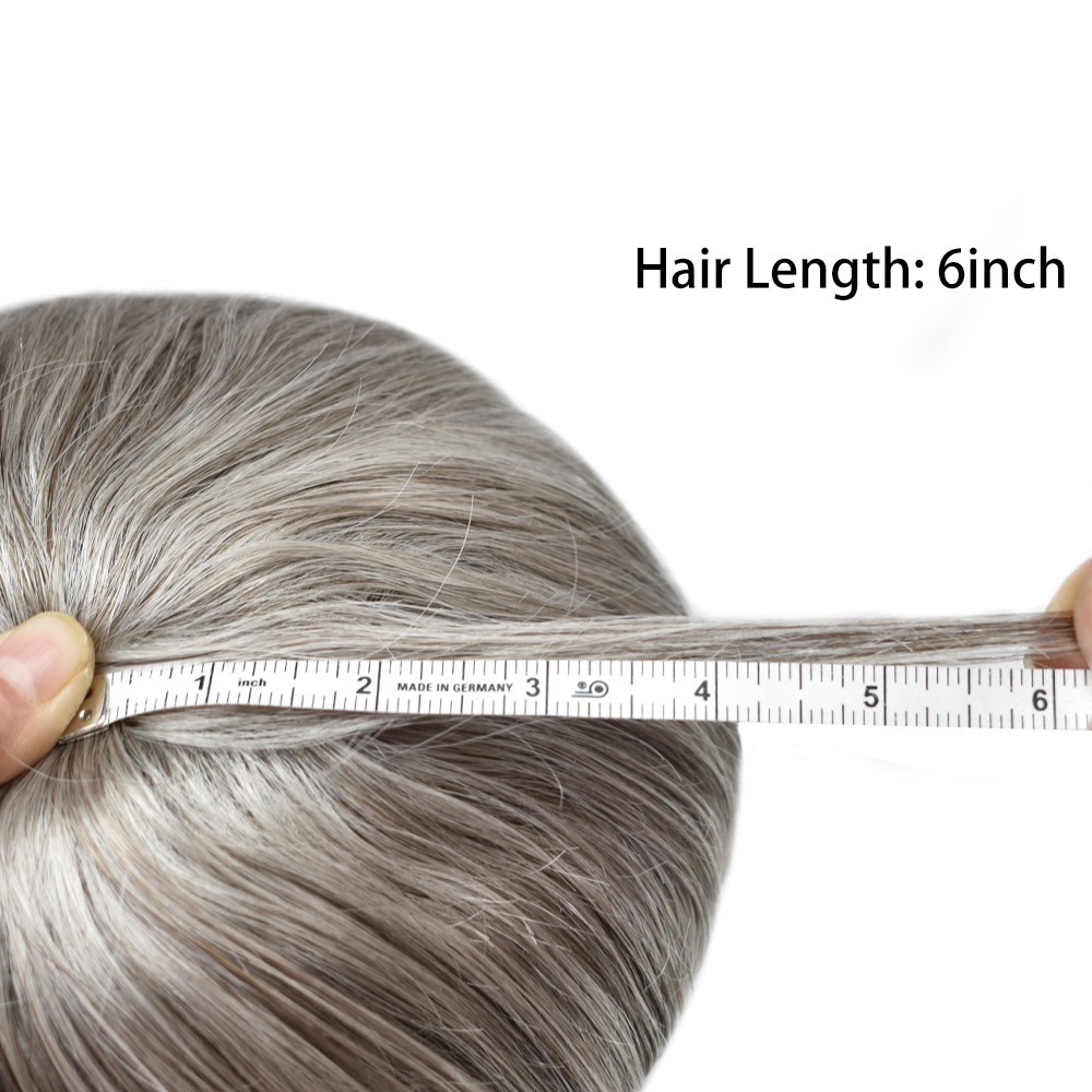 Full Poly Skin Mens Toupee Injected PU Human Hair System Replacement Wig for Men