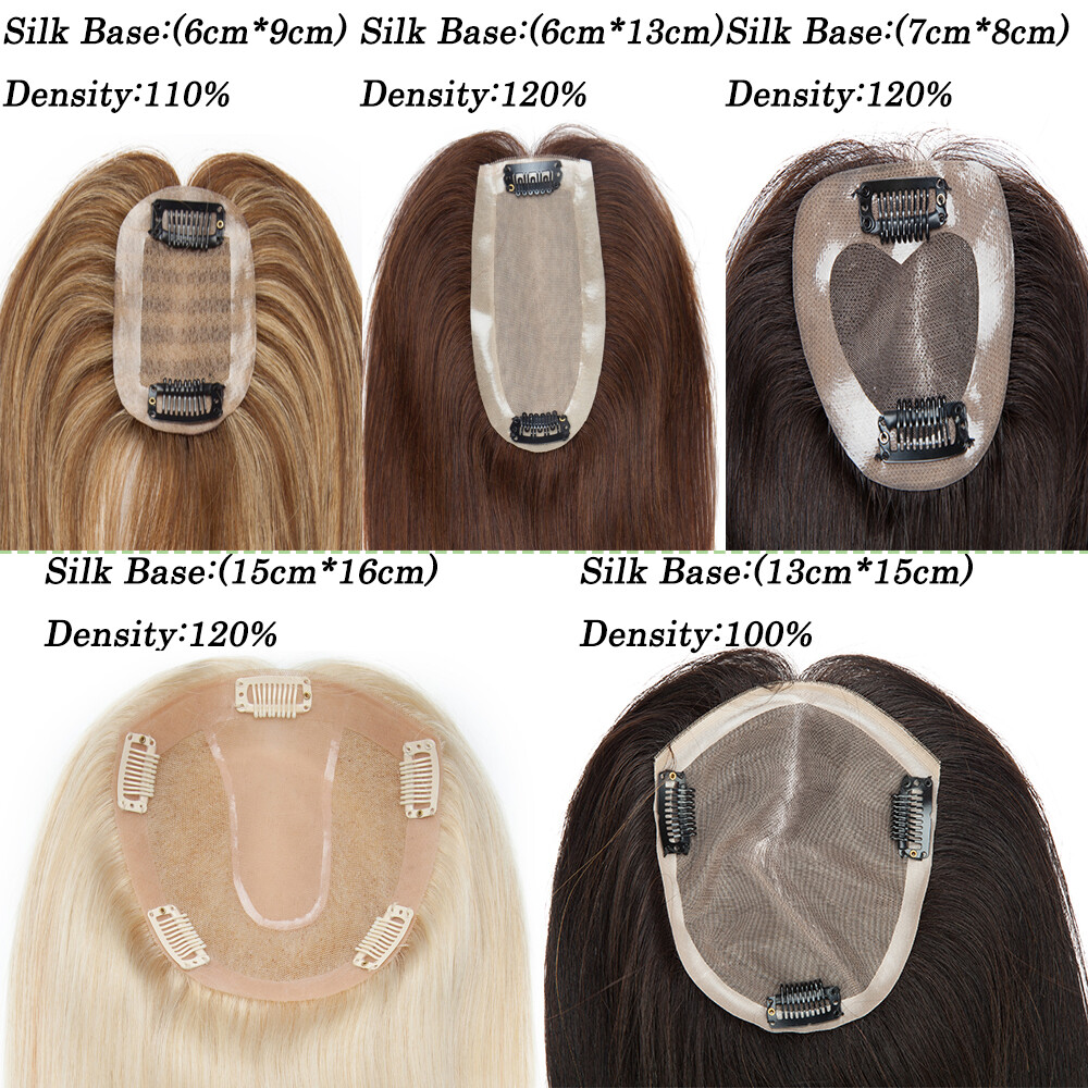 Hand-Tied 100% Remy Human Hair Clip In/On Women Topper Hairpiece Wig Mono Base