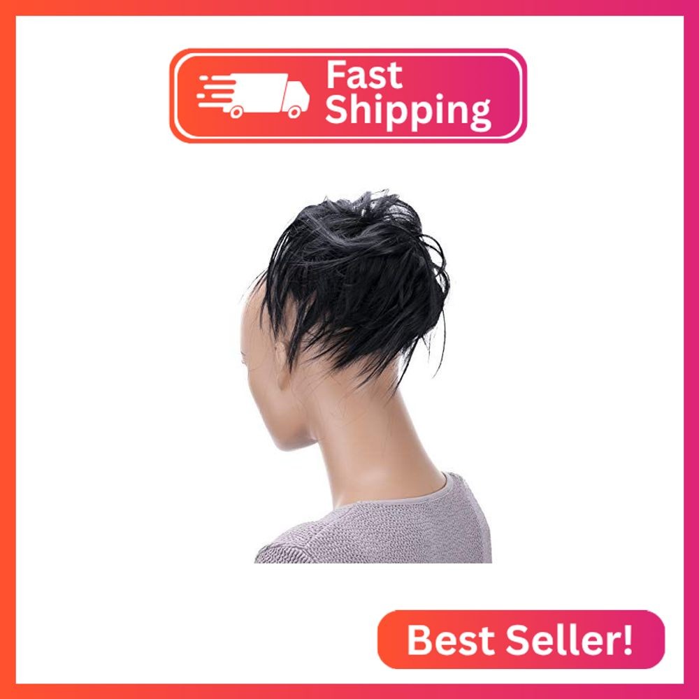 CAISHA XXL Hairpiece Scrunchie Updo Voluminous Slightly Wavy Messy Bun Black G1F