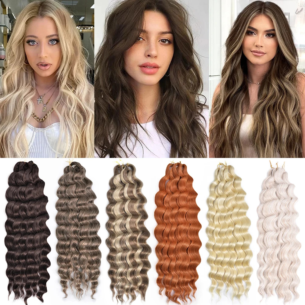 24 Inch Ombre Synthetic Anna Curl Water Wave Twist Crochet Hair Afro Loose Deep