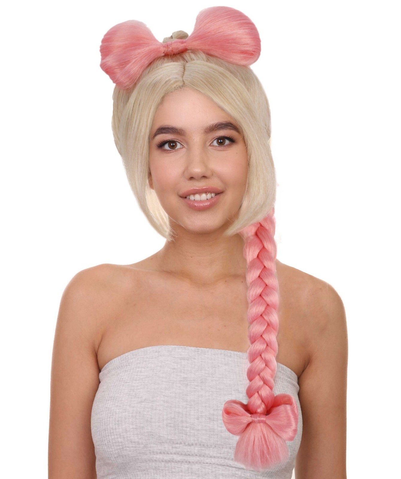 HPO Products Adult Women’s Pink & Blonde Somi Braided Ponyta, Halloween, HW-7126