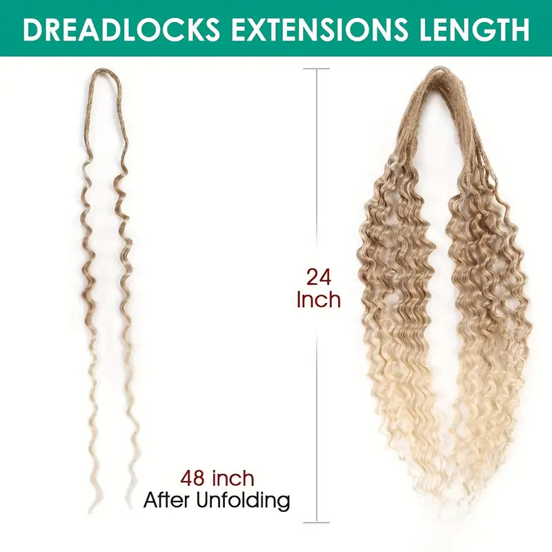 Auburn Double Curly Ended Dreadlocks Extensions 24inch Soft Boho Locs 10/20/30s