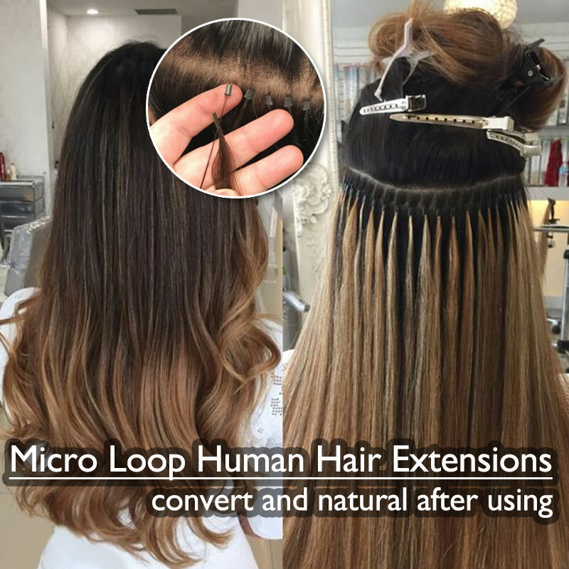 Brown 100% Human Hair Micro Ring Tip Loop Beads Remy Hair Extensions 1g/s Black