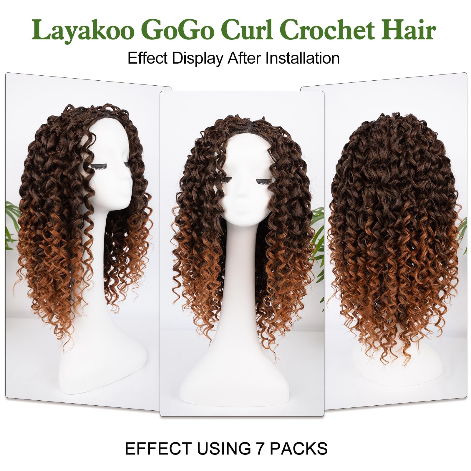 Layakoo 14 Inch T1B/30 Gogo Curl Crochet Hair Water Wave Crochet Braids For