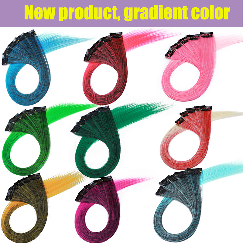 10Piece Colors Clip In Highlight Hair Streaks Hair Extensions Multi-color Braids