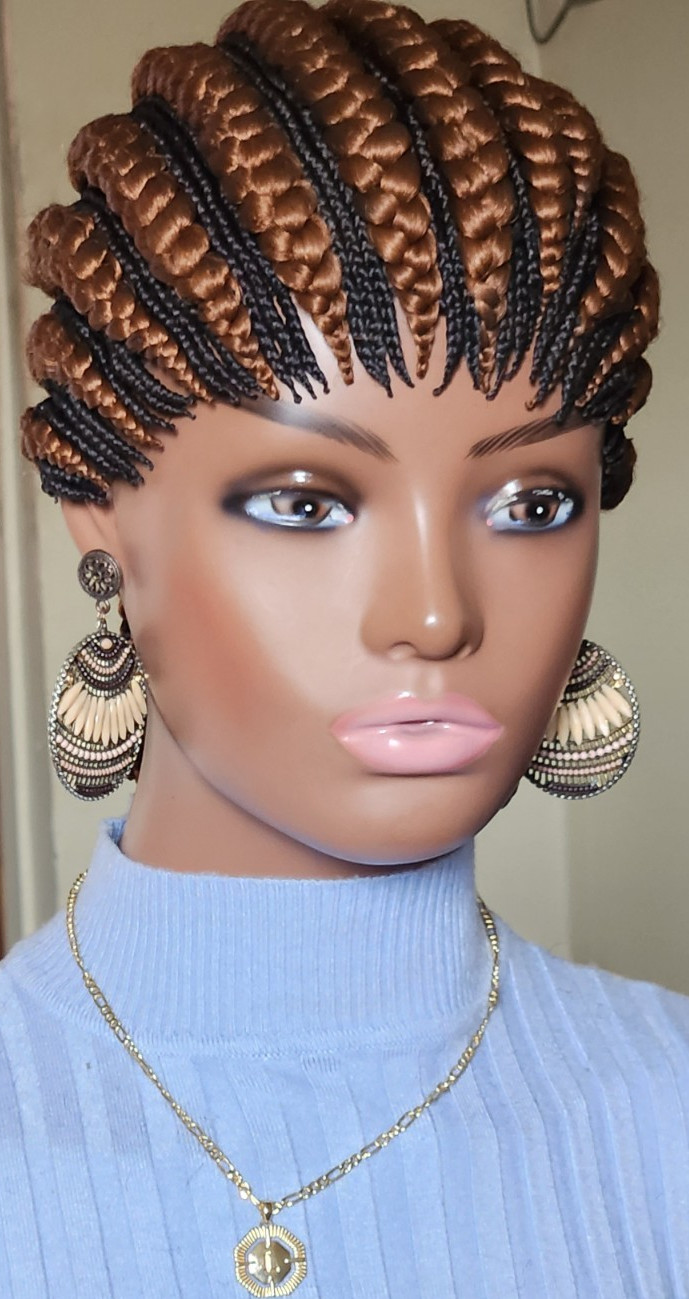 handmade braided cornrows wig pony Elephant Dark brown/1B