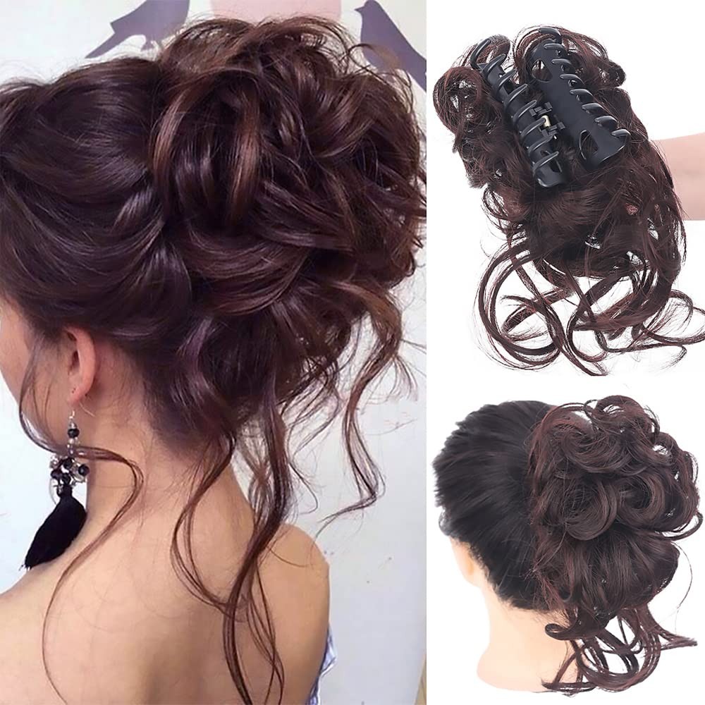 Large Messy Bun Hair Pieces for Women Wavy Curly Fake Hair Bun Extensions Access