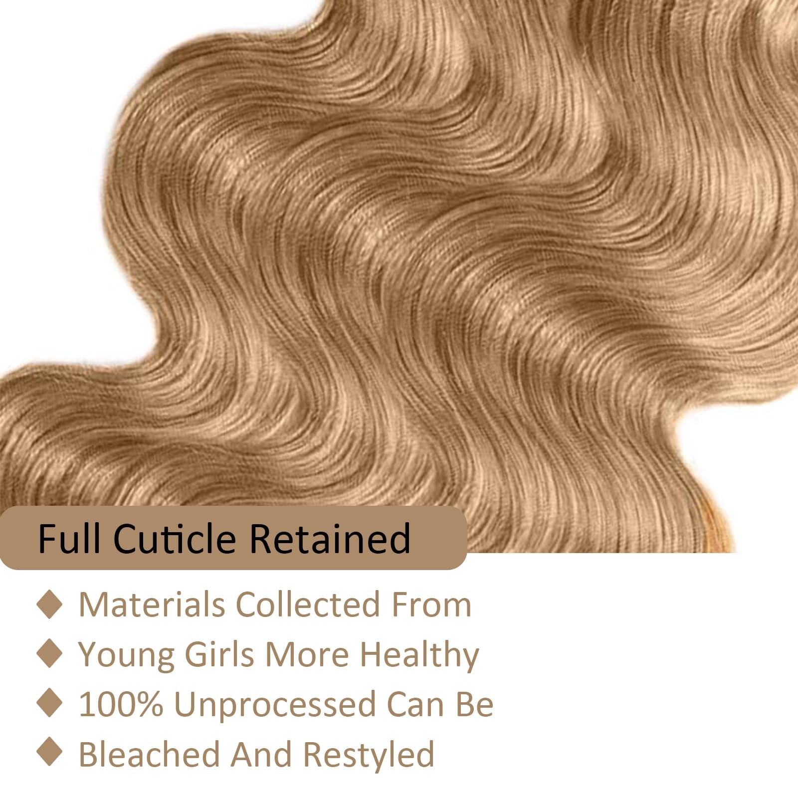 Habiliana 08 10 12 Inch Color 22 Bundle Honey Blonde Body Wave Human Hair