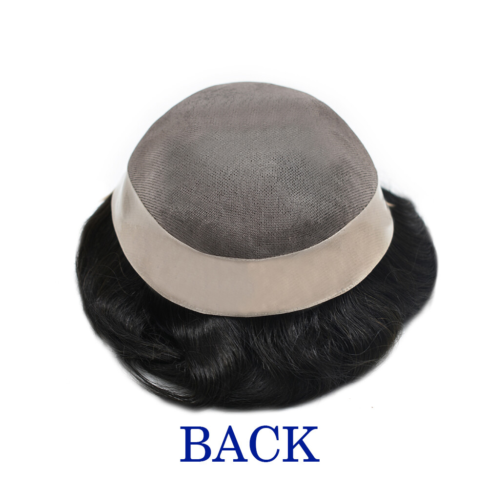 Welded Lace Front Mens Toupee Fine Mono Poly NPU Around Hair Replacement System