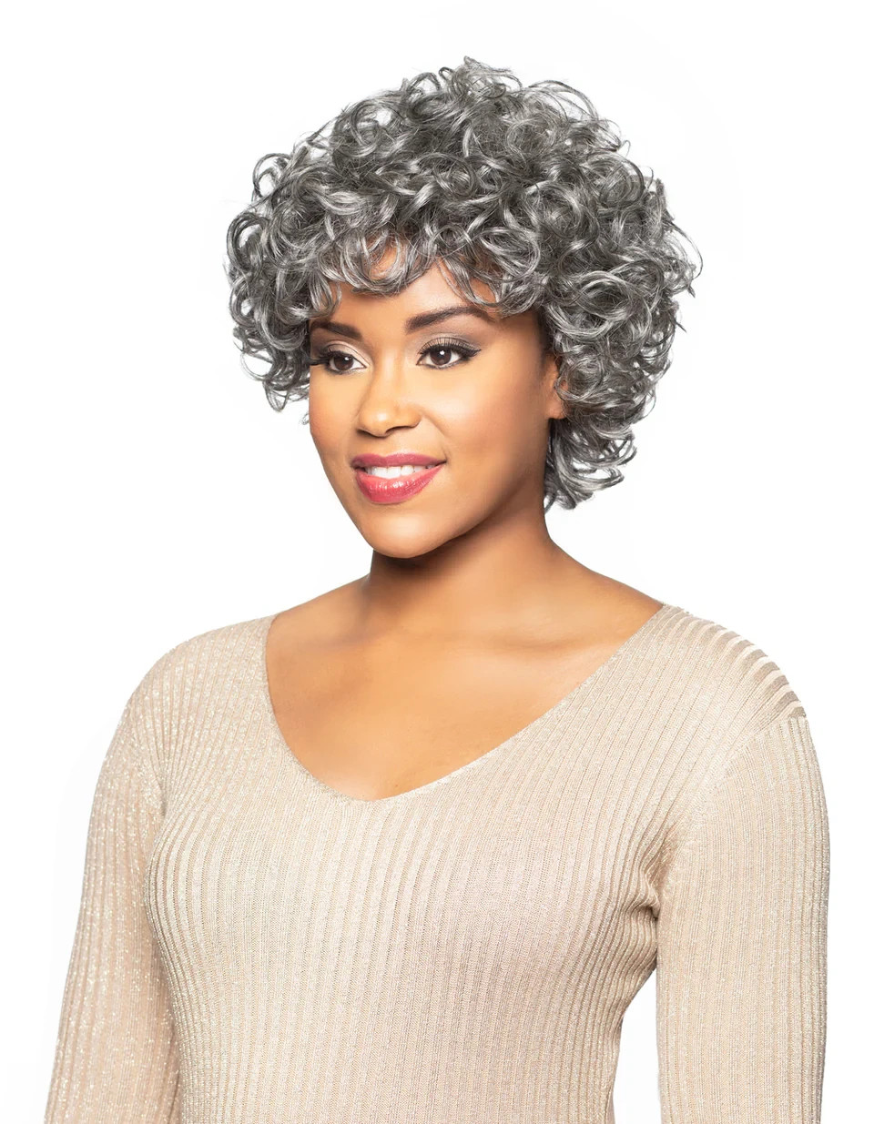 Foxy Silver Gertrude, 100% Human Hair Wig, Short, Curly, Fashionable Wig