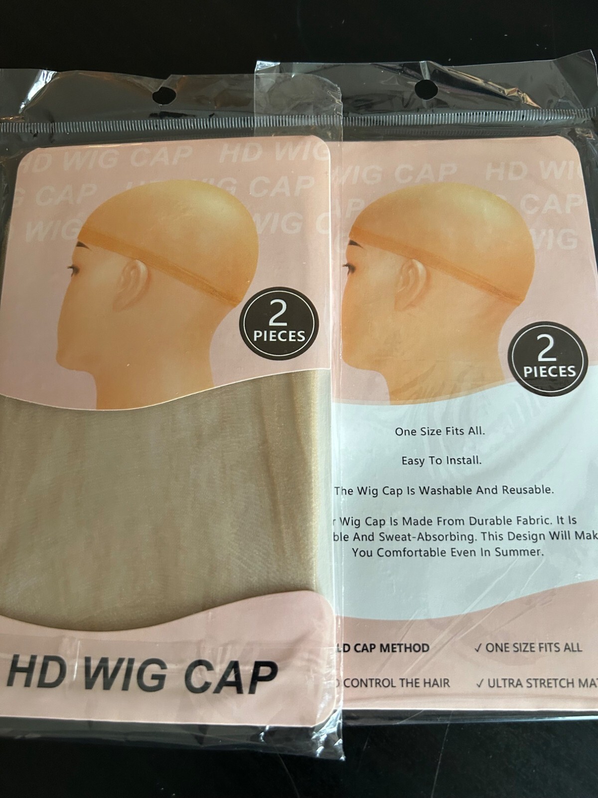 Wig Cap 2-Piece Set Ultra Stretch Breathable Reusable Bald Cap Method One Size