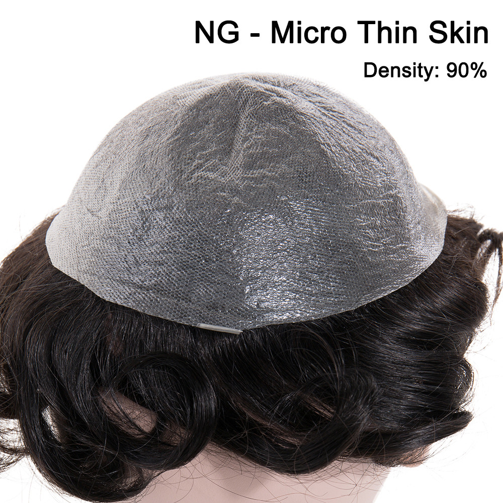 Fine Mono Durable Toupee Men Human Hair Hairpiece Replacement System Hand Tied