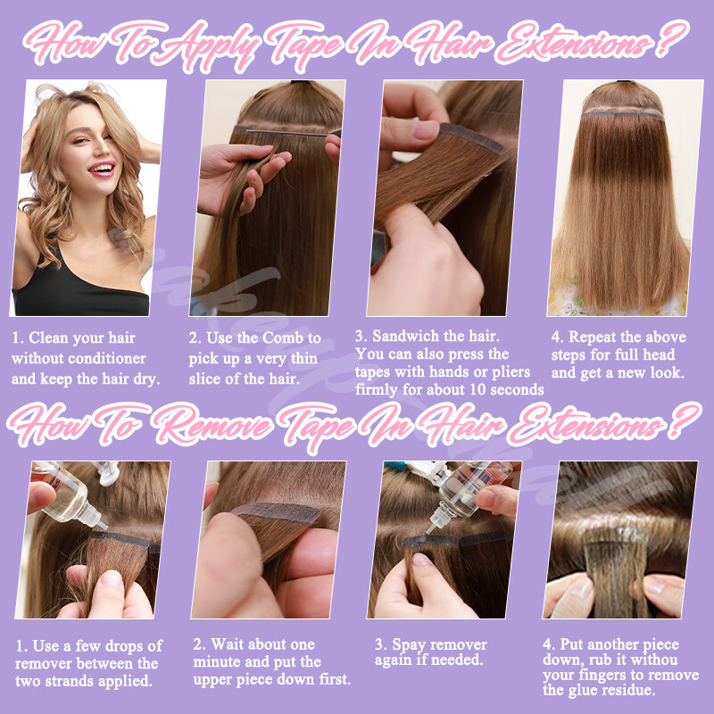 Tape In Skin Weft Real Remy Human Hair Extensions 60pcs Full Head Dark Color