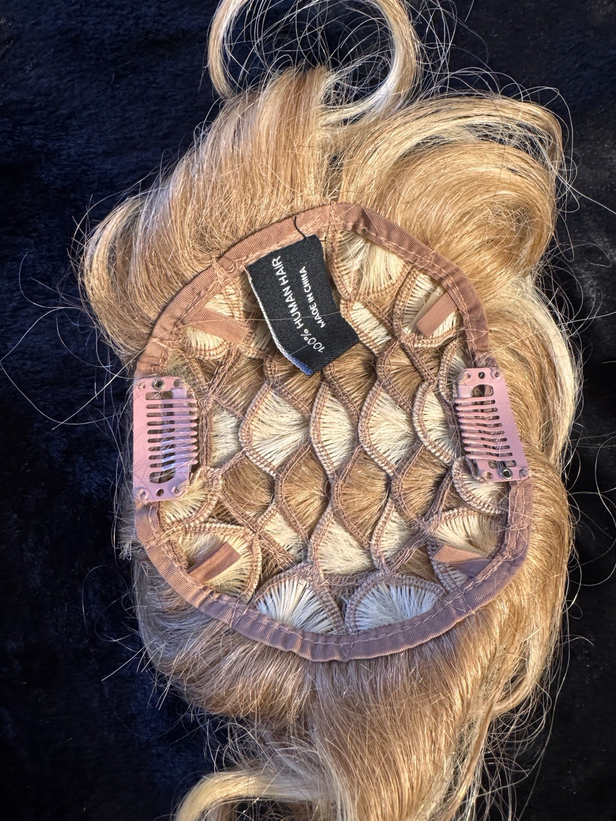 Sepia Human Hair Clip-In Curly Blonde Hairpiece Topper 7in F27613