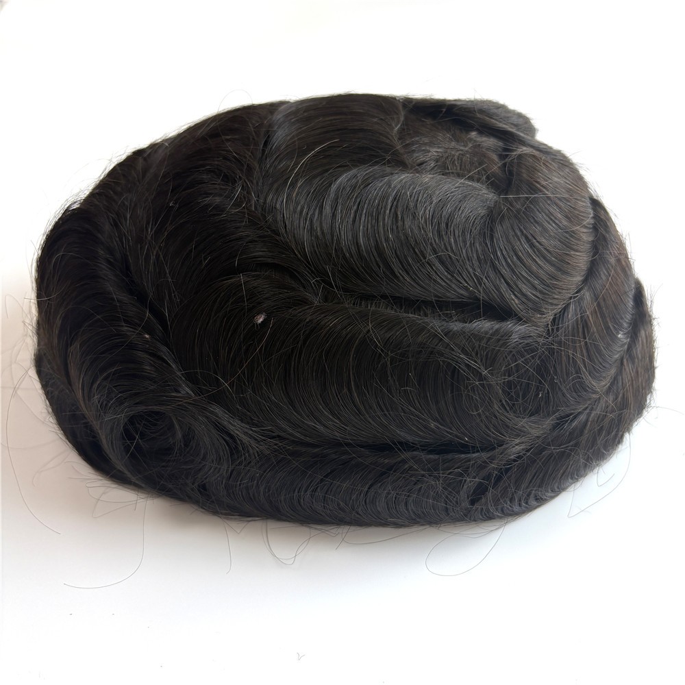 Toupee For Mens Super Thin Skin Human Hair Repelecment System 8-10mil Hairpiece