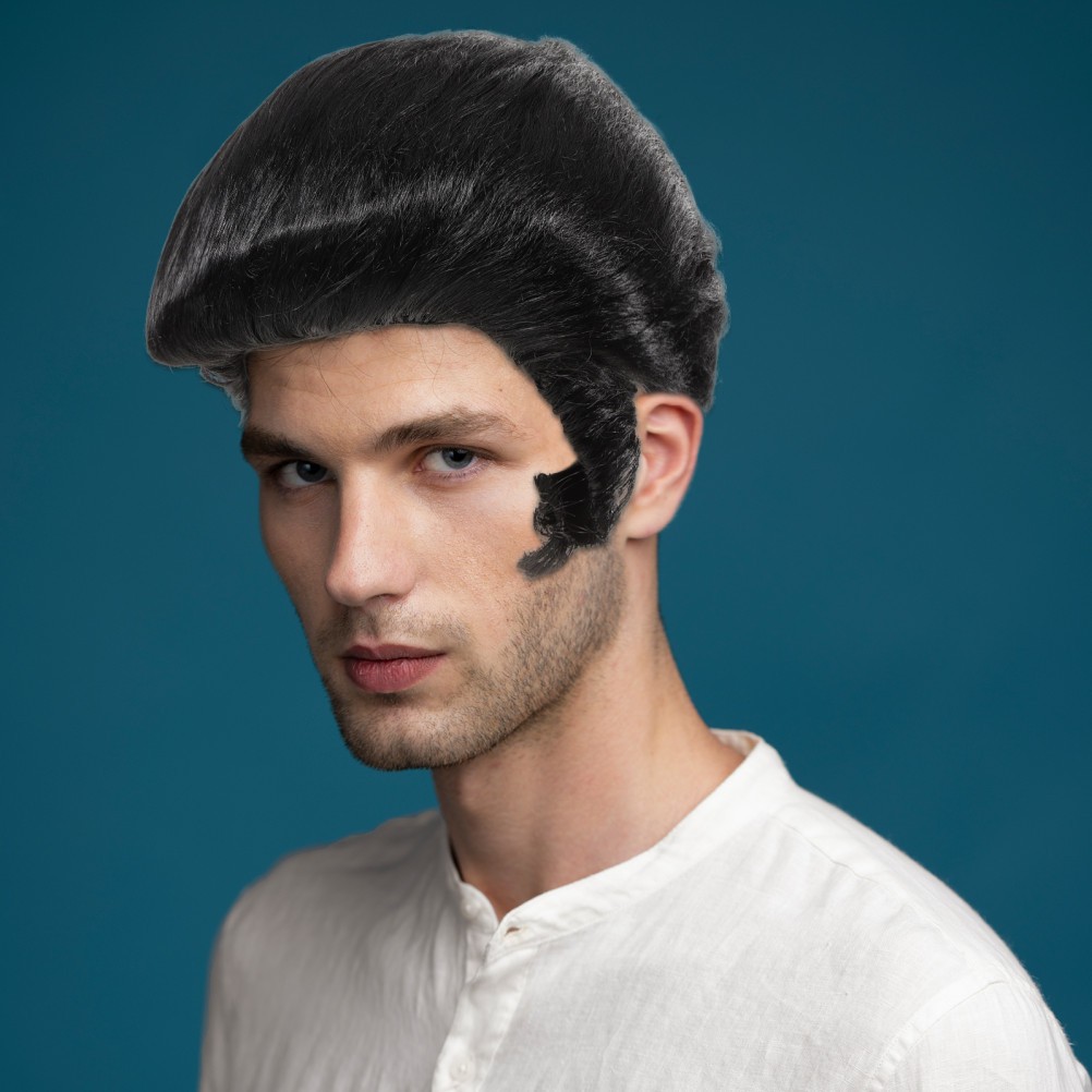 High Temperature Fiber Black Wig for Men Cosplay Party Style