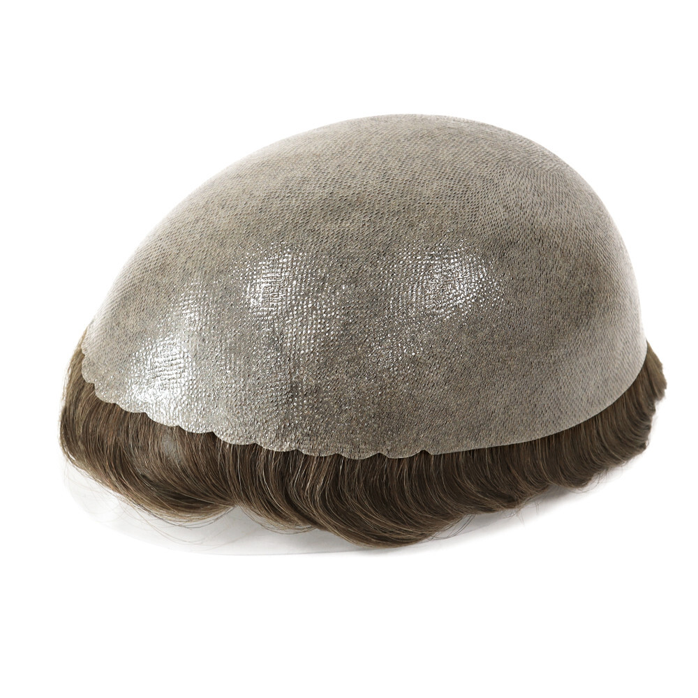 Toupee for Men Human Hair Replacement System Poly Skin Gent Hairpiece 8×10