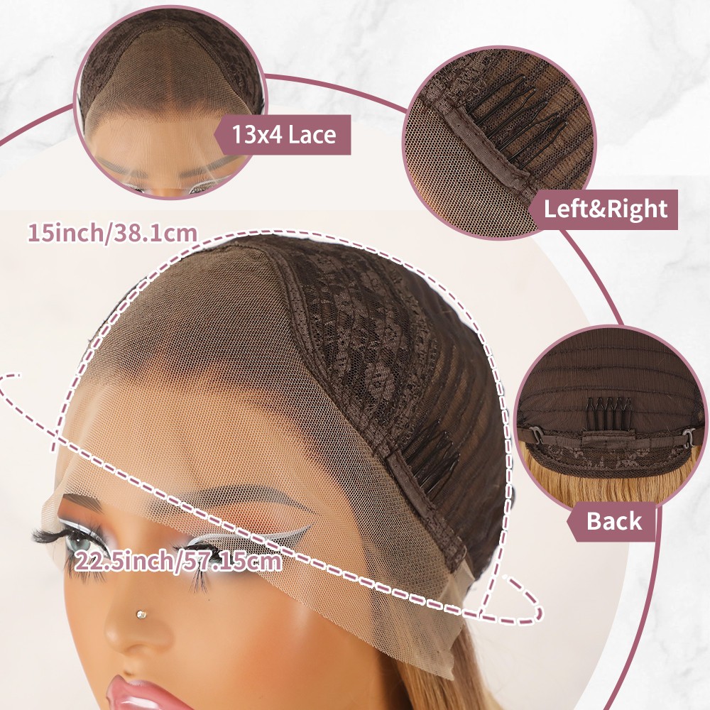 Ombre Brown Roots Blonde Lace Front Wigs Long Wavy Pre Plucked Natural Hairline