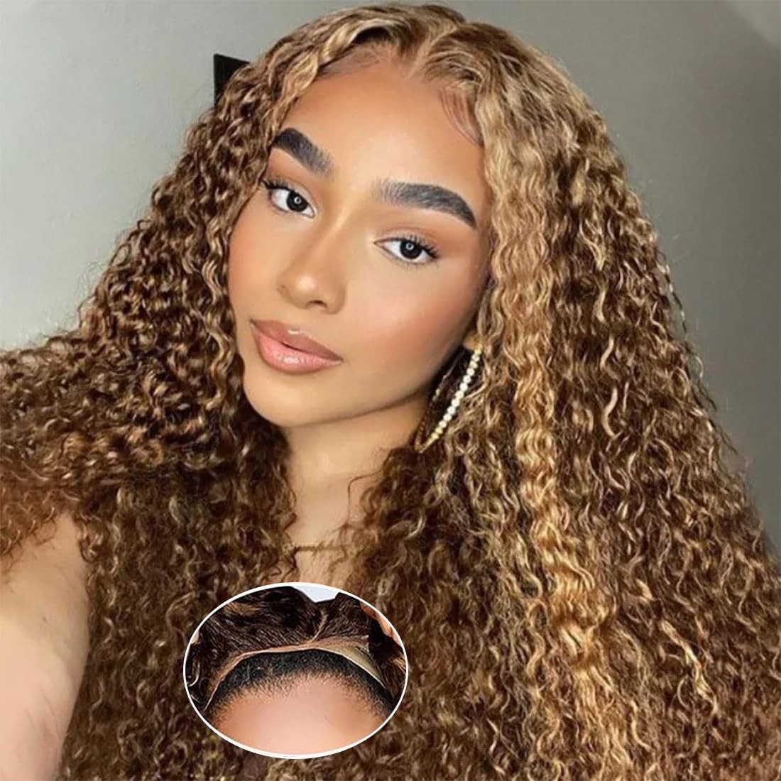Rui Mei Si Glueless Wigs Human Hair Pre Plucked Pre Cut 4/27 Highlight Ombre
