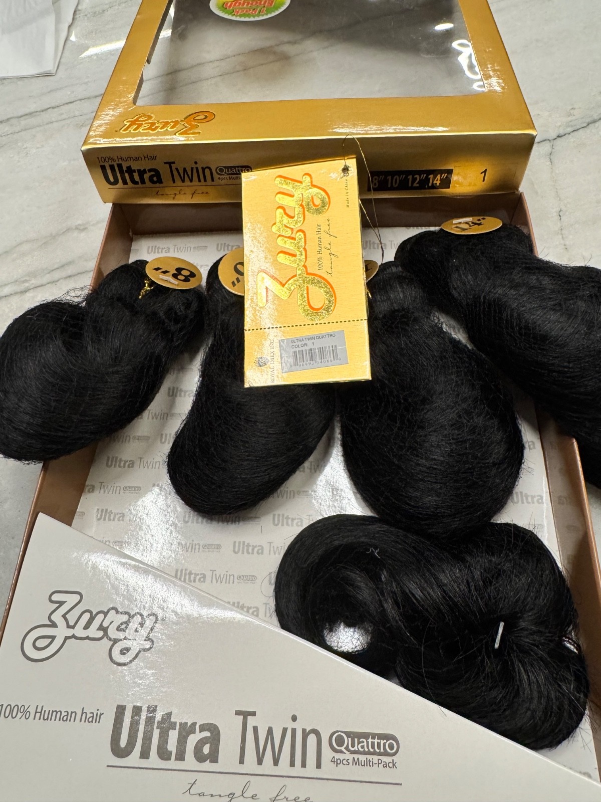 ZURY100% HUMAN HAIR ULTRA TWIN MUTI-PACK 8”10”12”14”#1