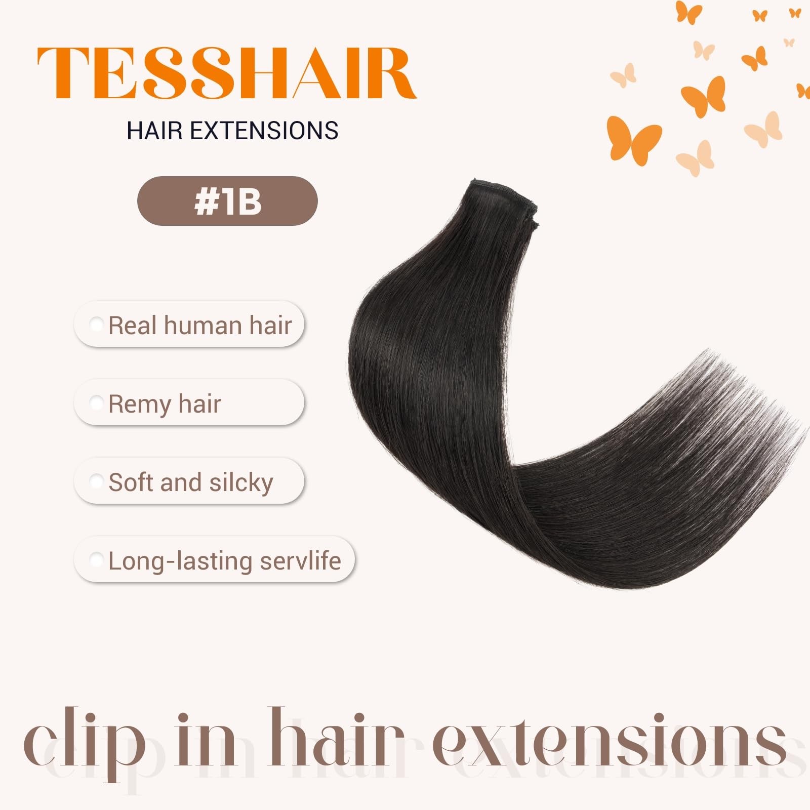 Tesshair 6Pcs Clip In Hair Extensions Real Human Hair Short Clip In Extensions