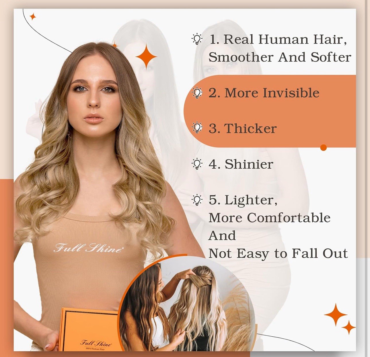 Full Shine Tape in Hair Extensions Human Hair 20 Inch Hair Extensions Tape