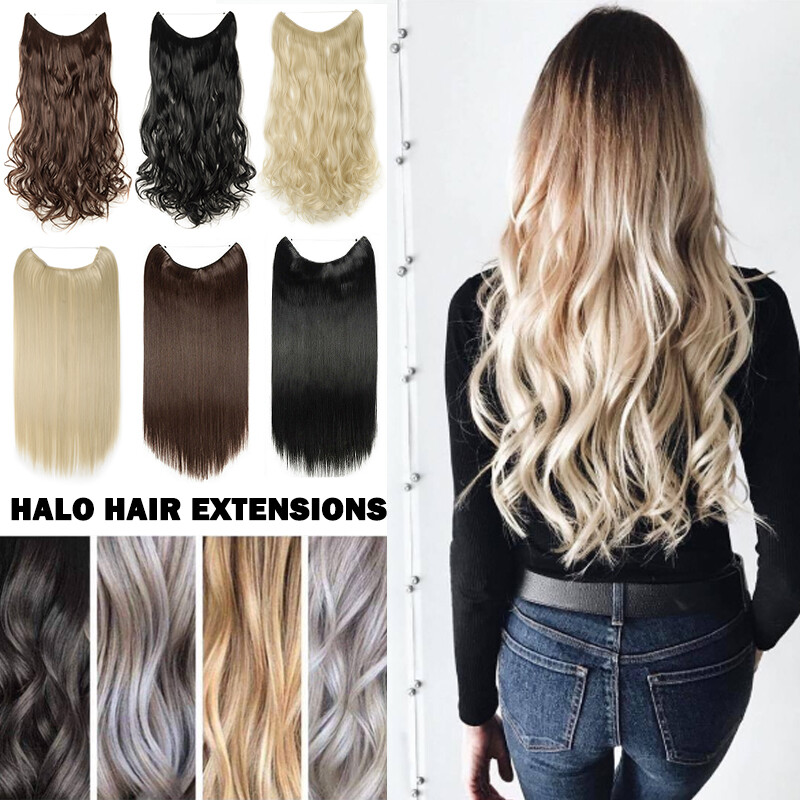 US Thick Full Head Hair Extensions Invisible Hidden Headband Hair Peice