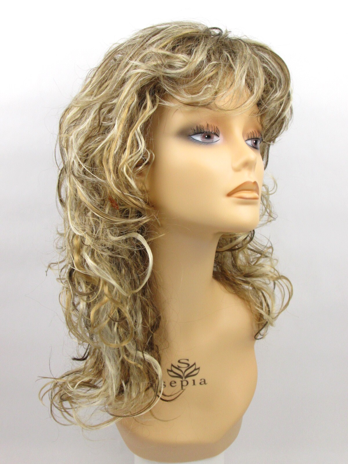 WOMENS MEDIUM LENGTH MIX OF PERM-LIKE & SLIGHTLY CRIMPED CURLS CURLY WIG CECILIA
